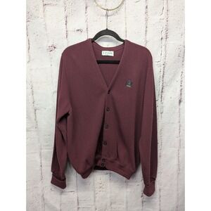 Vintage Izod Mens‎ Sweater Cardigan Size M Medium Dark Red Maroon Grandpa USA
